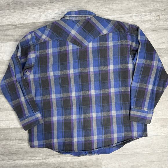 Vintage Men’s OshKosh B’Gosh Pearl Snap Flannel Shirt Plaid - Picture 6 of 6